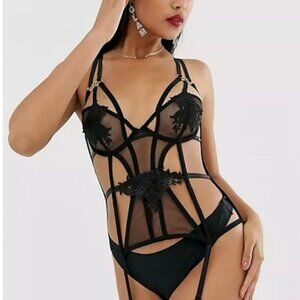 NEW Bluebella  Flower Applique Cage Harness Basque